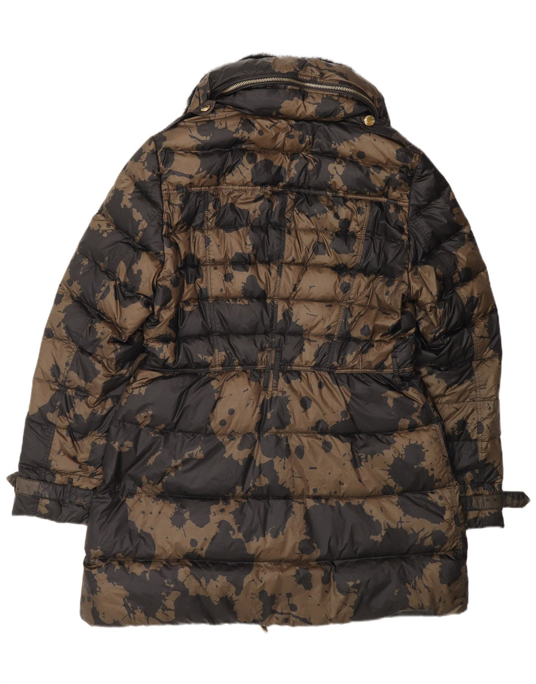 Burberry Womens Patterned Padded Coat UK 18 XL Brown Camouflage Designer
