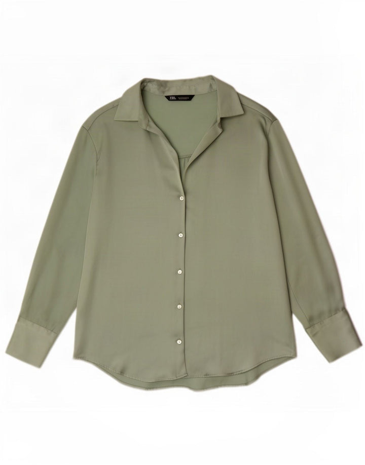 Zara Chemisier Femme UK 14 Vert Moyen