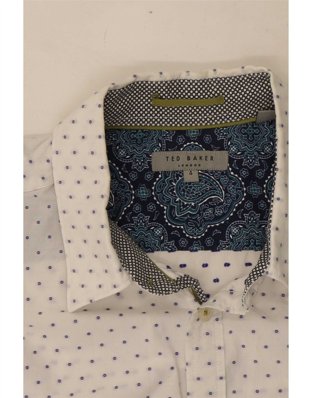 Ted Baker Herreskjorte str. 4 Large Hvid plettet bomuld