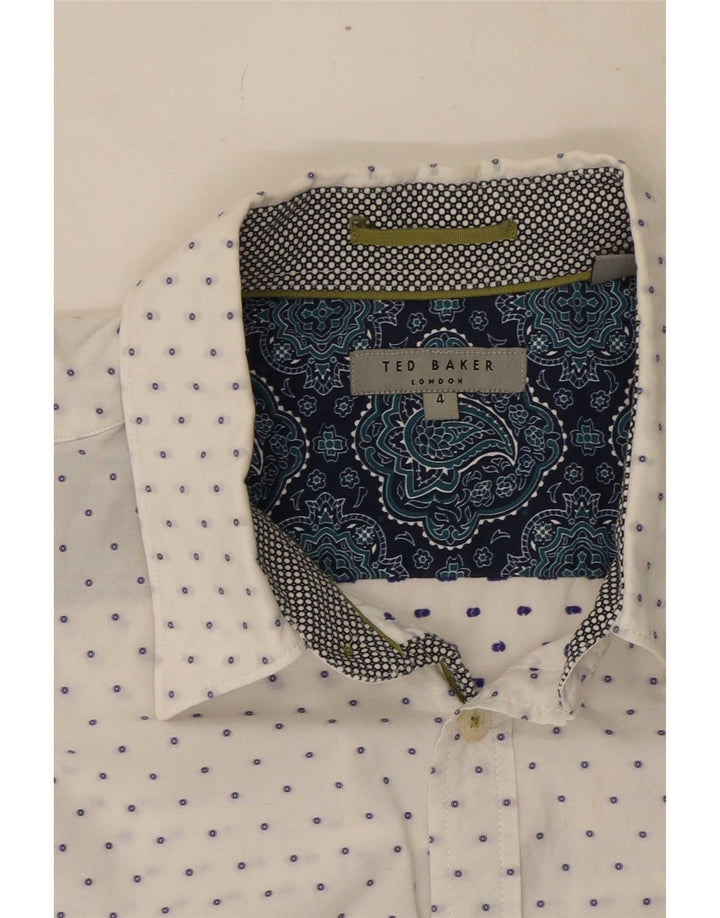 Ted Baker Herreskjorte str. 4 Large Hvid plettet bomuld
