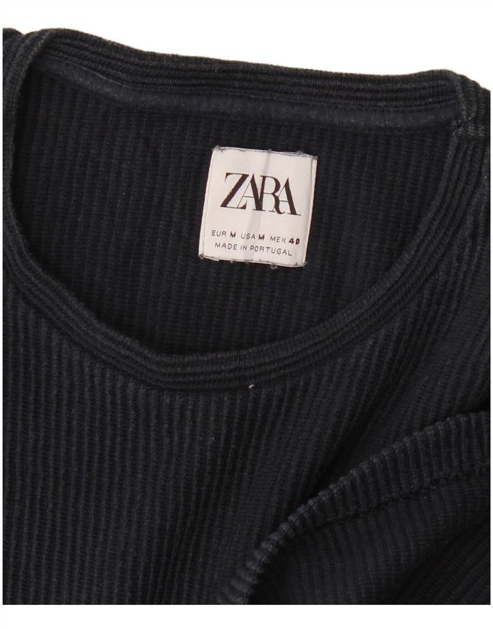 Zara Mens Top Long Sleeve Medium Navy Blue