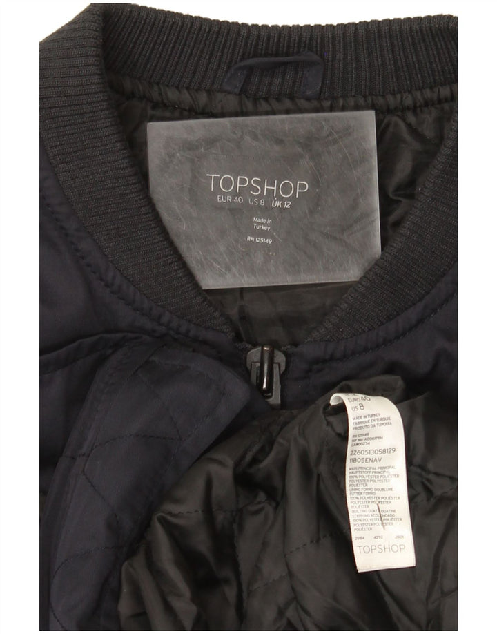 Topshop Damen Bomberjacke UK 12 Medium Marineblau Polyester