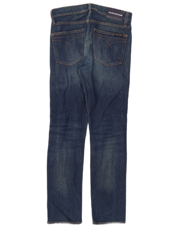 Calvin Klein Womens Distressed Slim Jeans W28 L30 Blue Cotton