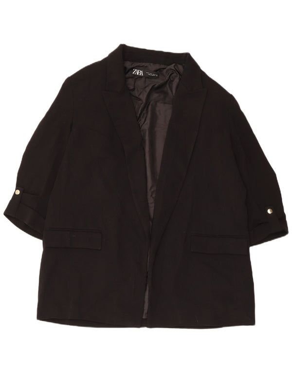 Zara Damen-Blazer mit 3/4-Ärmeln, offen, UK 18, XL, Schwarz, Polyester