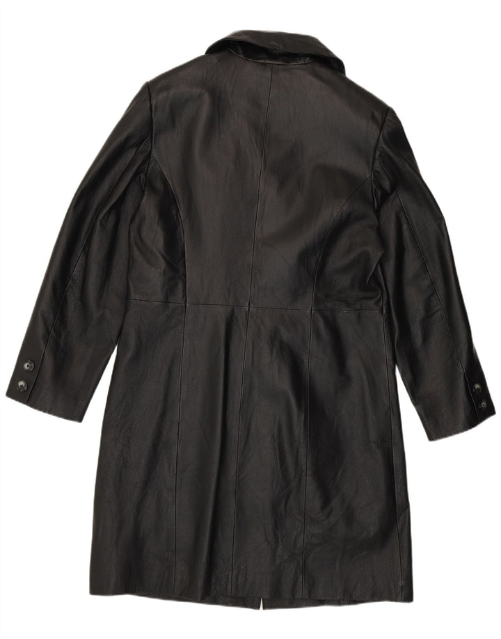 Cappotto in pelle da donna vintage UK 14 grande pelle nera