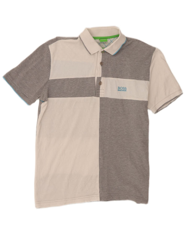 Polo da rugby da uomo Hugo Boss Small in cotone color block grigio