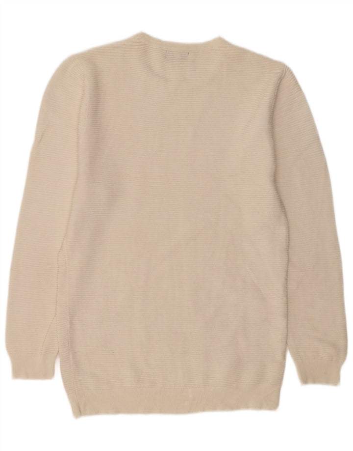 Zara Mens Crew Neck Jumper Sweater Large Off White Cotton