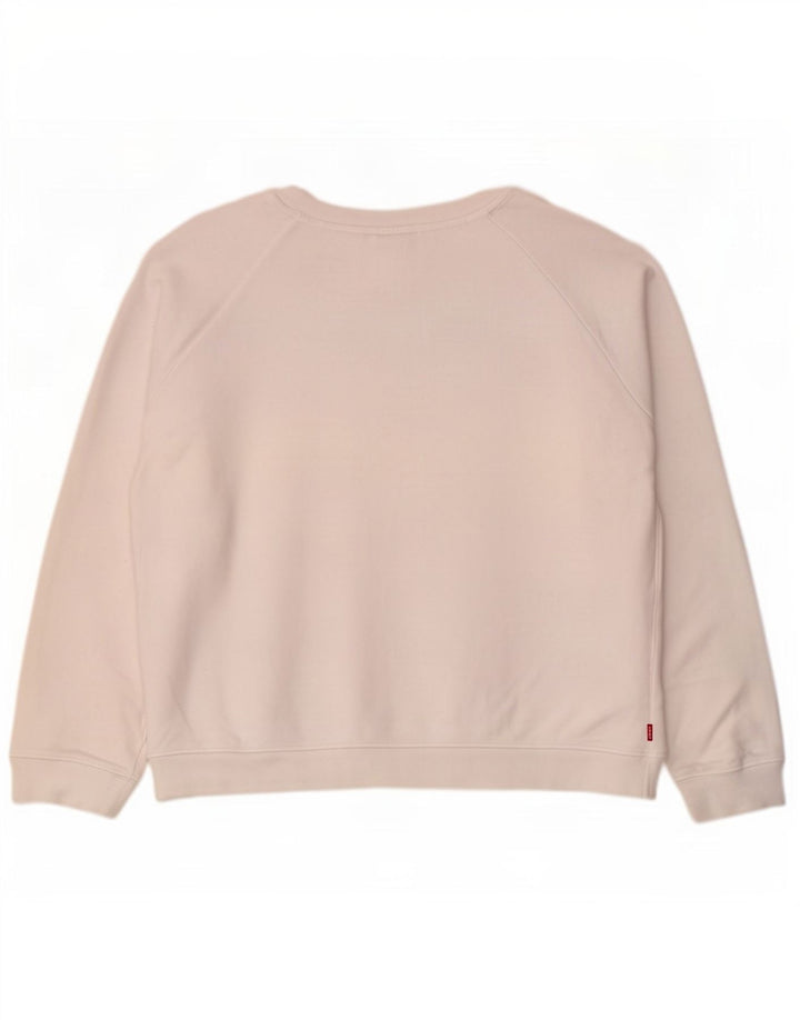 Levi's Donna Felpa oversize con grafica Maglione UK 16 Large Cotone bianco