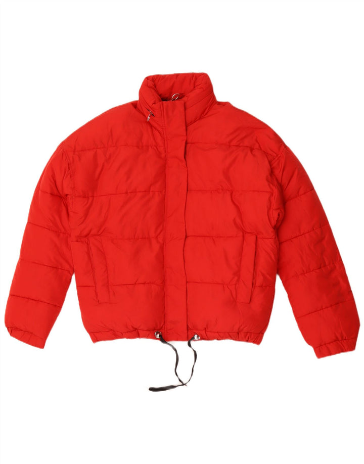 ZARA Womens Hooded Oversized Padded Jacket UK 6 XS Red Viscose