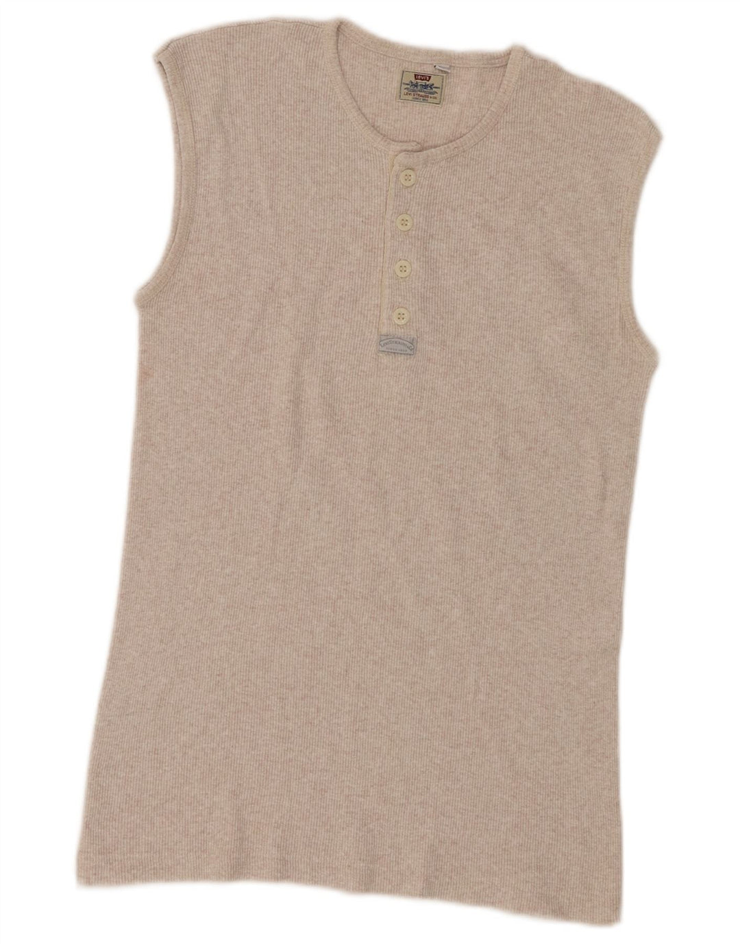 Levi's Womens Vest Top UK 14 Large Beige Flecked Cotton
