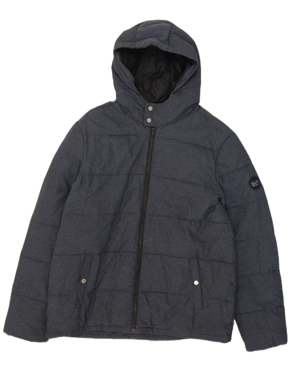 Penguin Mens Hooded Padded Jacket UK 44 2XL Navy Blue Polyamide