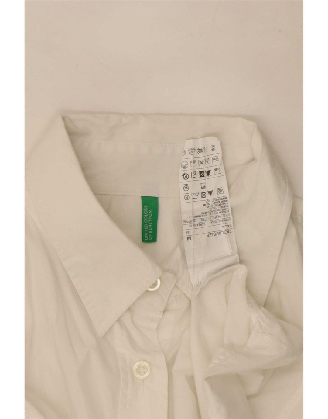 Benetton Chemise Femme UK 14 Coton Blanc Moyen