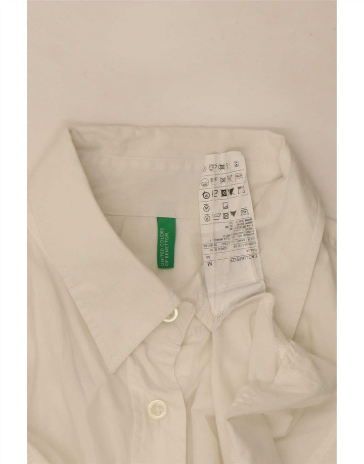 Benetton Chemise Femme UK 14 Coton Blanc Moyen