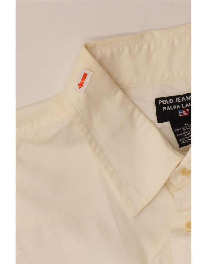 Camicia da uomo Ralph Lauren grande in cotone bianco