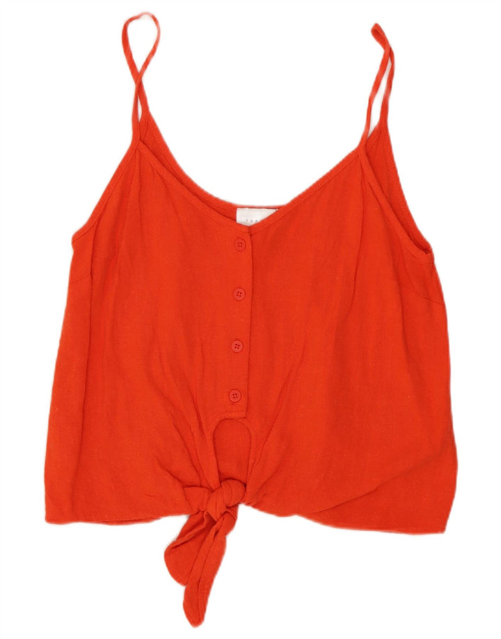 Topshop Womens Crop Front Tie Cami Top UK 8 Small Red Viscose