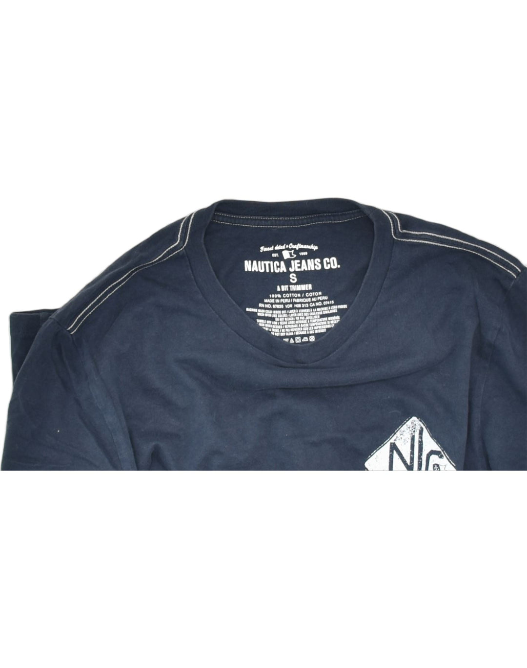 NAUTICA Mens Graphic T-Shirt Top Small Navy Blue Cotton | Vintage | Thrift | Second-Hand | Used Clothing | Messina Hembry 