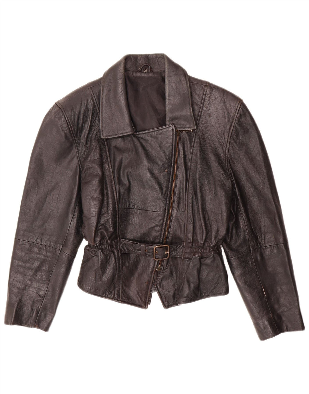 Giacca da motociclista in pelle da donna vintage EU 38 in pelle nera media