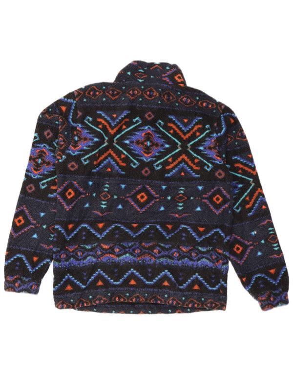 Billabong Mens Zip Neck Fleece Jumper Small Navy Blue Fair Isle Polyester