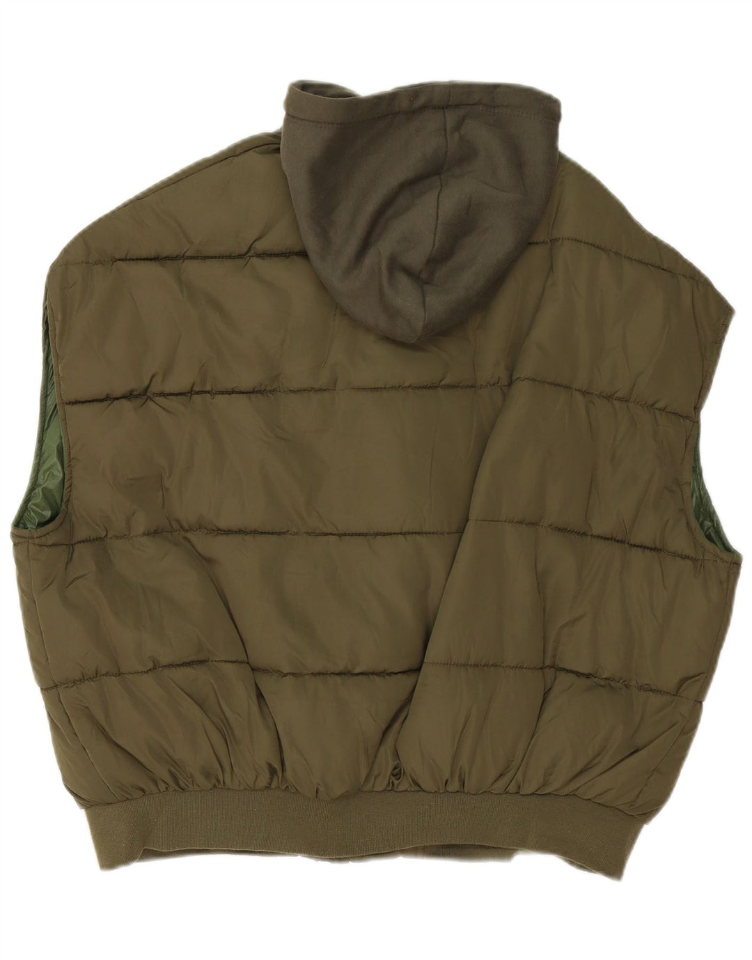 Zara Womens Hooded Oversized Padded Gilet UK 10 Small Khaki Polyester