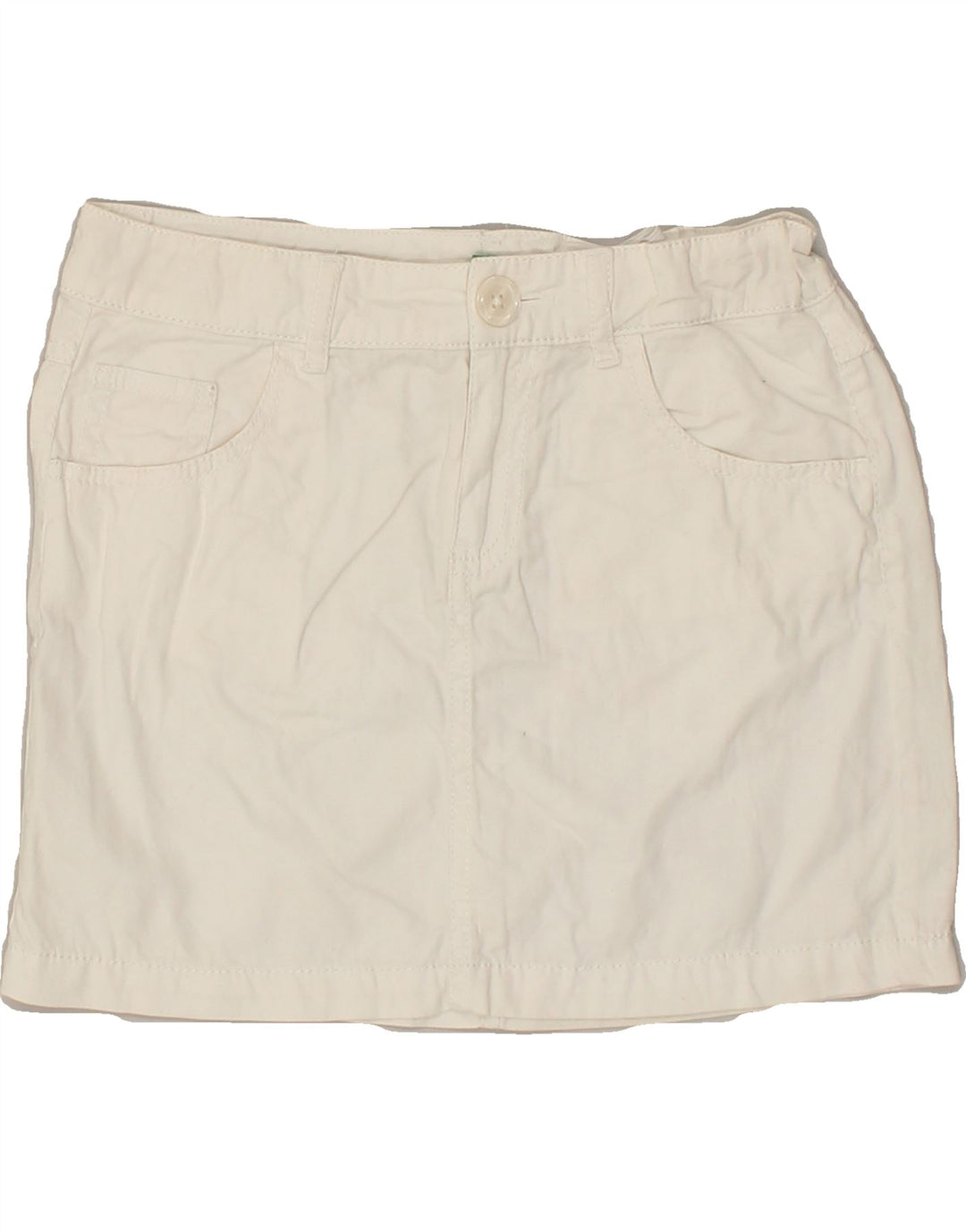 BENETTON Girls Straight Skirt 10-11 Years W28 White Cotton | Vintage Benetton | Thrift | Second-Hand Benetton | Used Clothing | Messina Hembry 