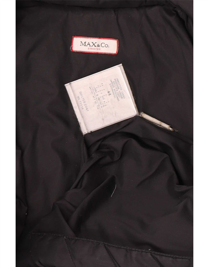 Max & Co. Abrigo acolchado para mujer UK 42 Mediano Poliamida negra