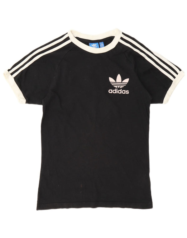 Γυναικείο γραφικό μπλουζάκι Adidas Top UK 6 XS μαύρο βαμβακερό