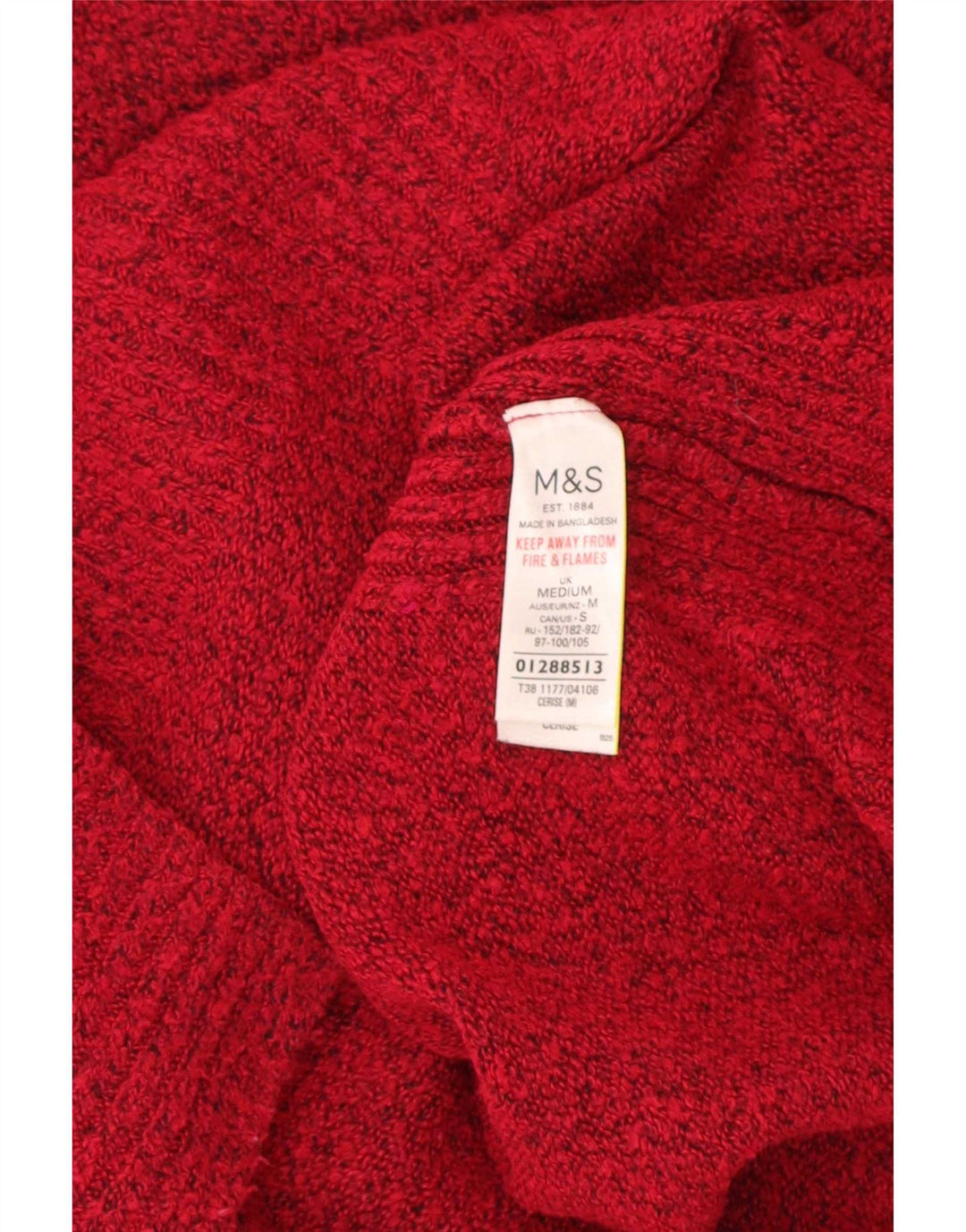 Marks & Spencer Womens Boat Neck Jumper Sweater UK 14 Medium Red Flecked