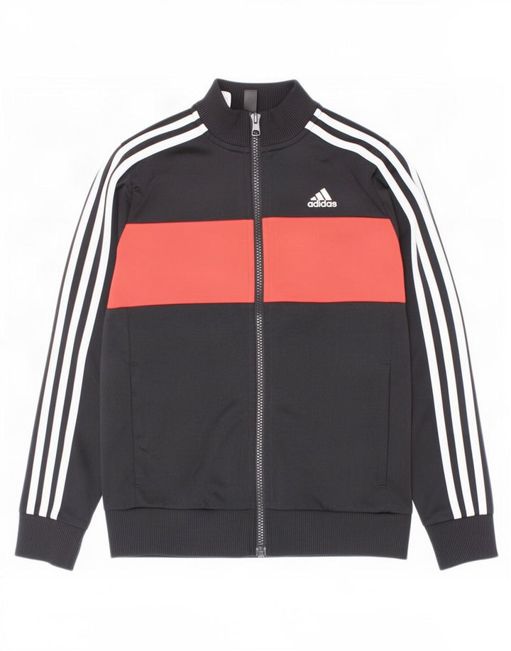 Спортивный костюм Adidas для мальчиков, верхняя куртка 9–10 лет, черный полиэстер с цветными блоками