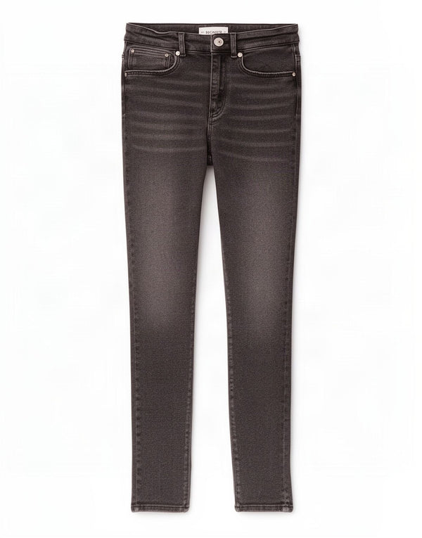 Zara Damen-Jeans mit hoher Taille, Röhrenjeans, EU 38, Größe S, W28, L26, graue Baumwolle