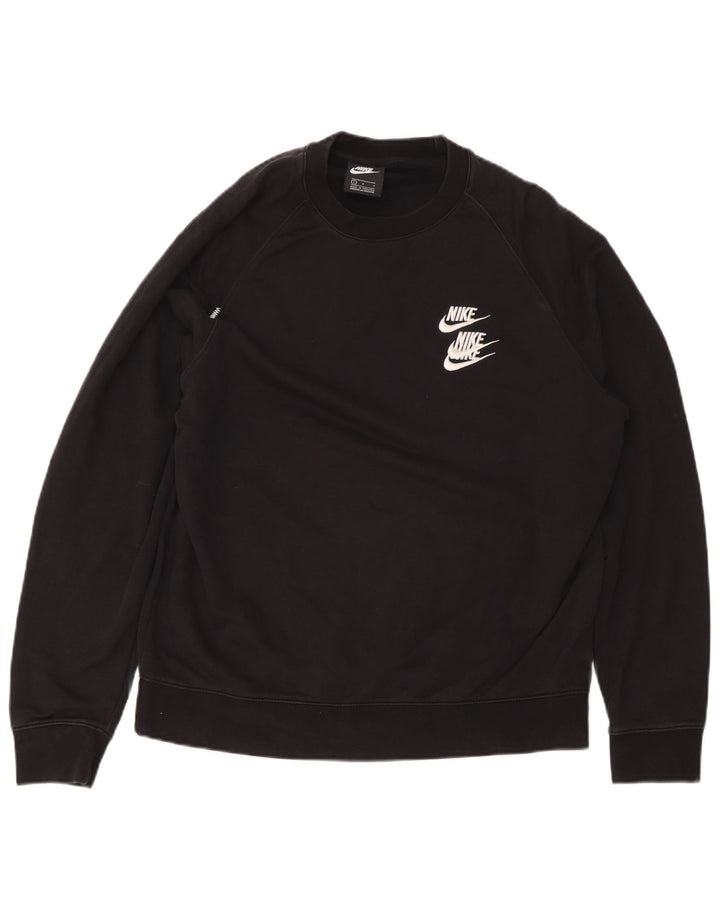 Nike Mens Graphic Sweatshirt Jumper Large Black Cotton
