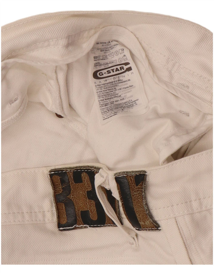 Calça feminina reta casual G-STAR W31 L34 algodão branco