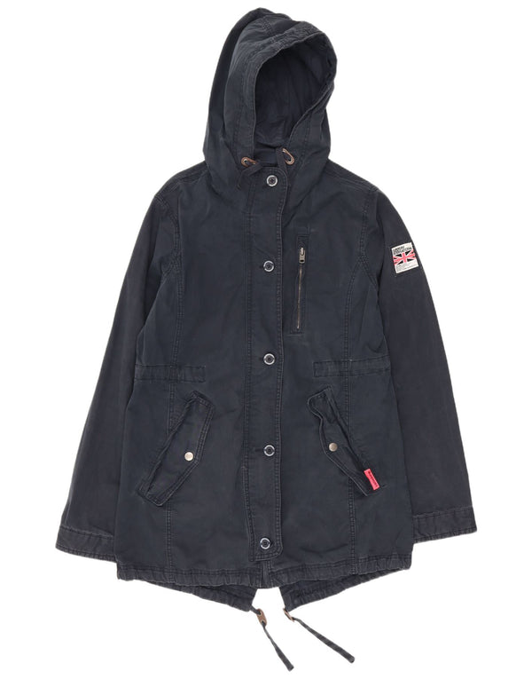 Superdry Parka con capucha para mujer UK 46 Large Algodón azul marino