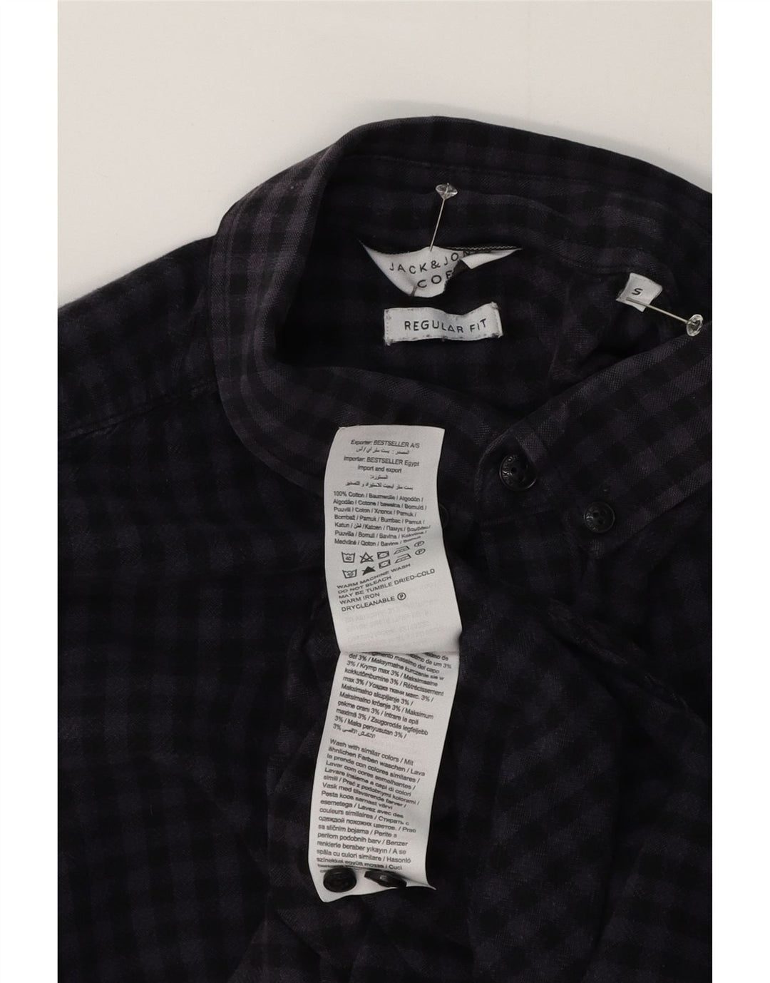 Jack & Jones Kortærmet Herreskjorte med normal pasform, lille marineblå Gingham