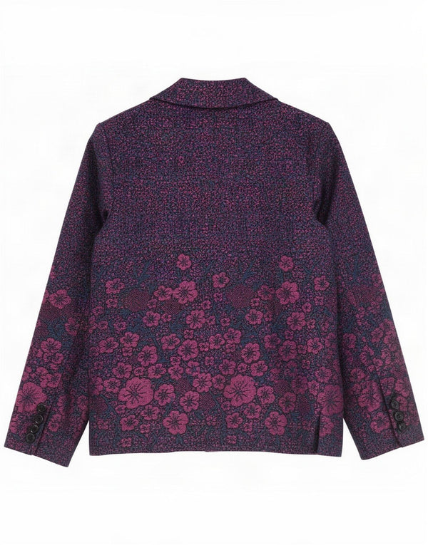 Castle of Ireland Giacca blazer a 4 bottoni da donna UK 14 Viola medio floreale