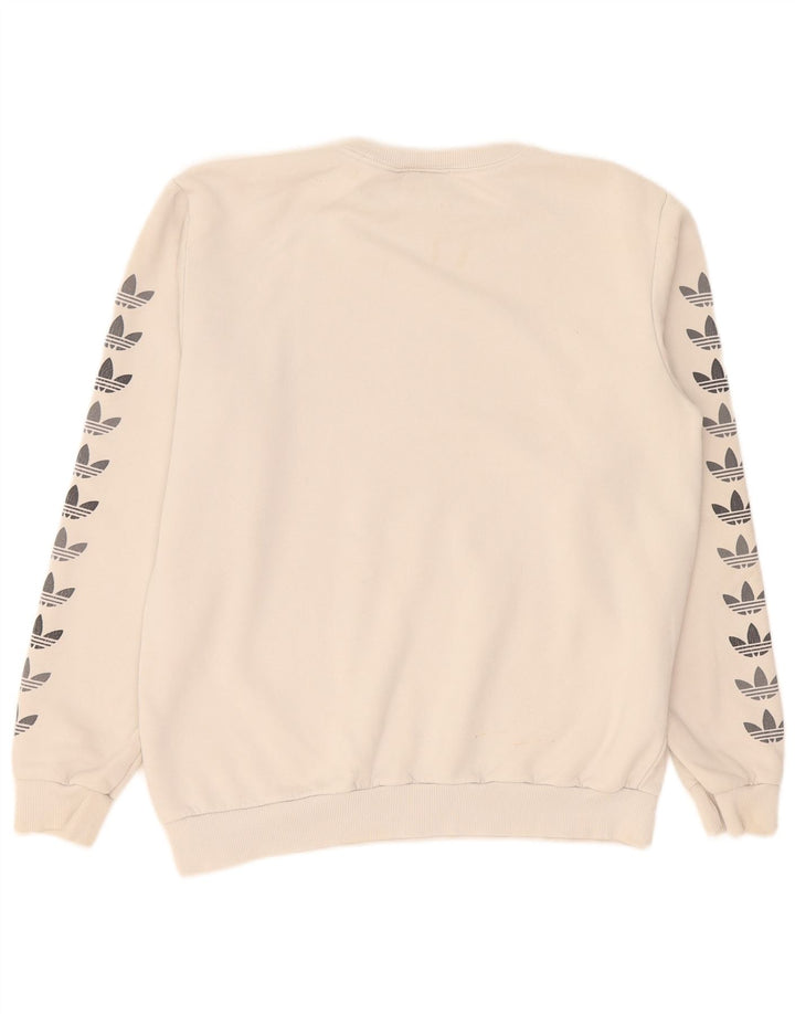 Adidas Mens Graphic Sweatshirt Jumper Medium Beige Cotton