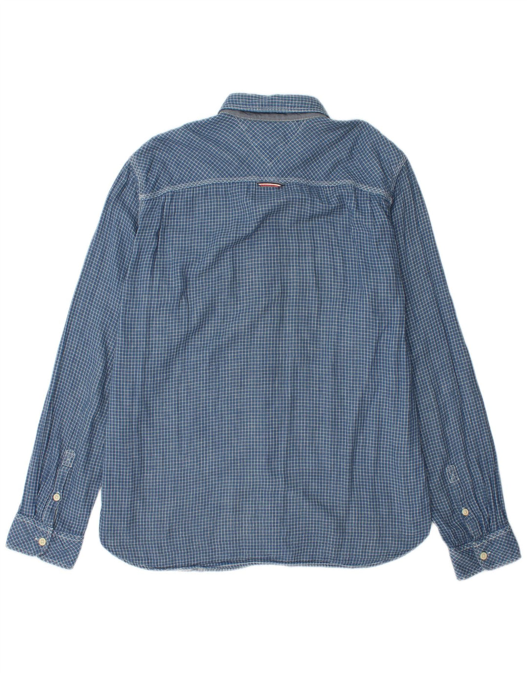 Camicia da uomo Tommy Hilfiger a quadri grandi in cotone blu