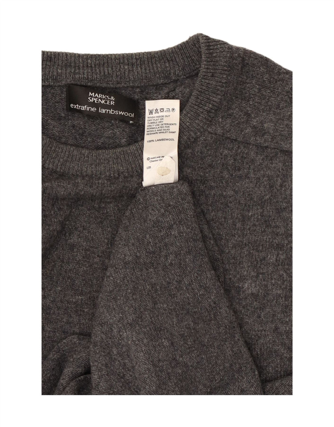 Marks & Spencer Mens Crew Neck Jumper Sweater XL Grey Wool
