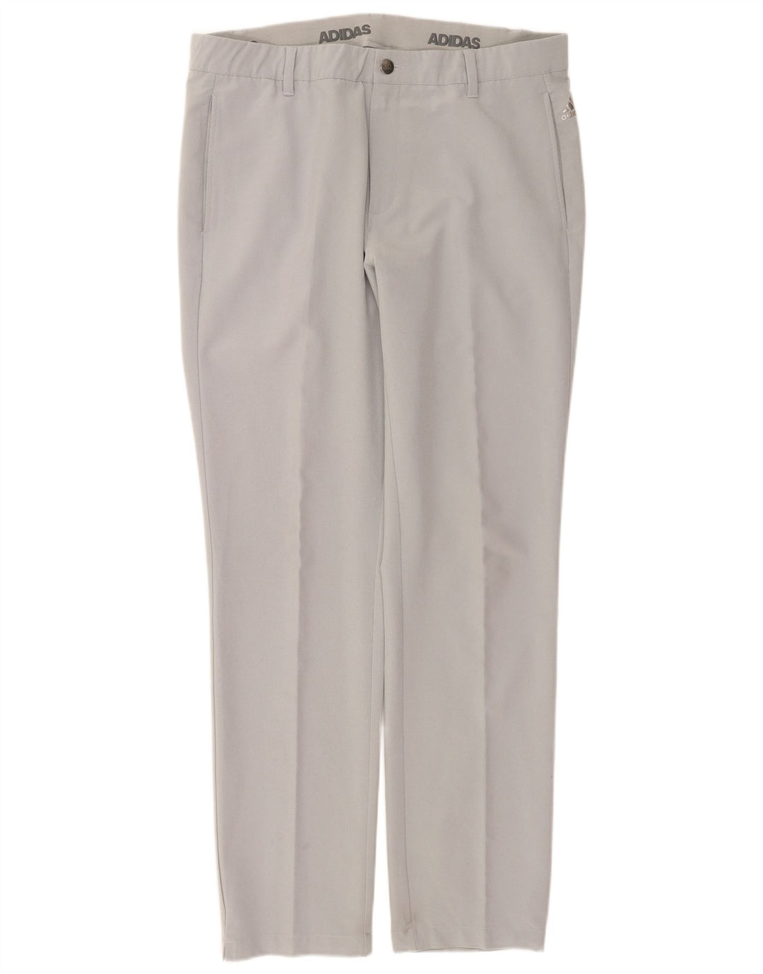 Adidas Mens Straight Chino Trousers W36 L34 Grey Polyester