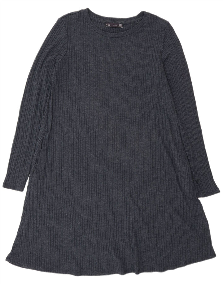 Marks & Spencer Womens Jumper Dress UK 12 Medium  Navy Blue Polyester