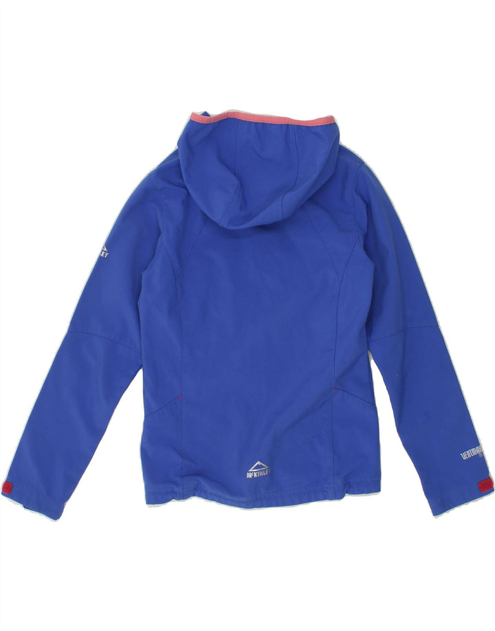 MCKINLEY Girls Hooded Rain Jacket 9-10 Years Blue Polyester Vintage McKinley and Second-Hand McKinley from Messina Hembry 
