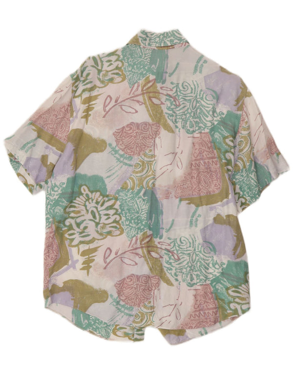 Chemise à manches courtes femme vintage UK 16 Grand Floral multicolore