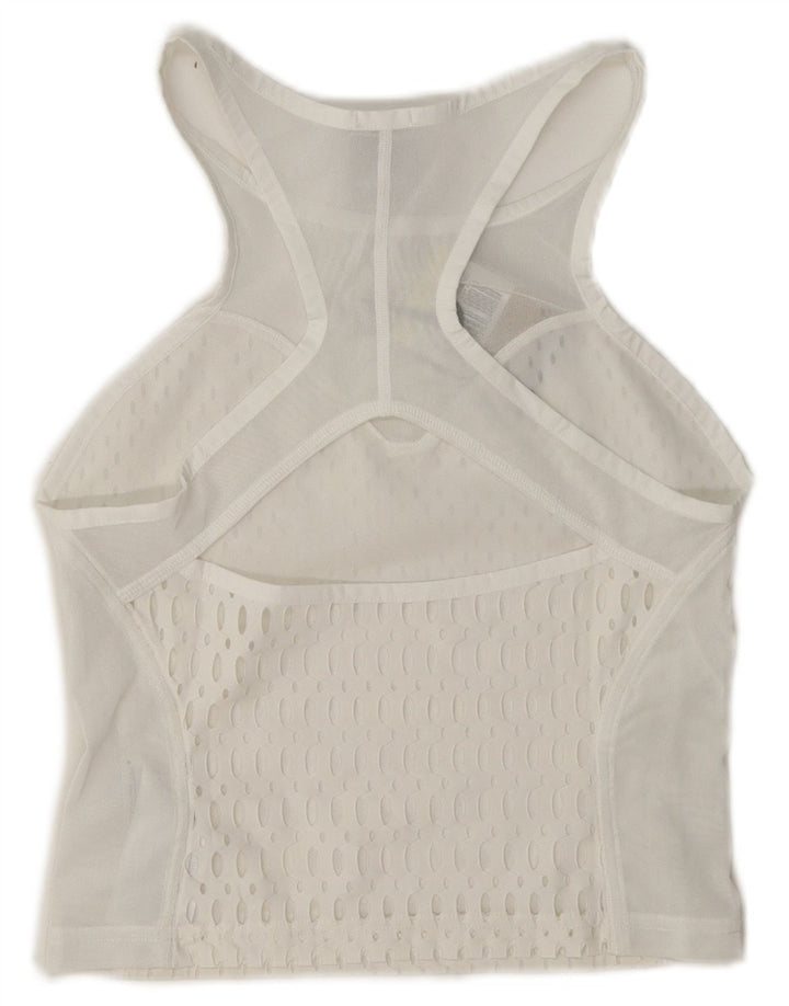 Nike Womens Tight Fit See Through Crop Vest Top UK 8 Small White Polyester