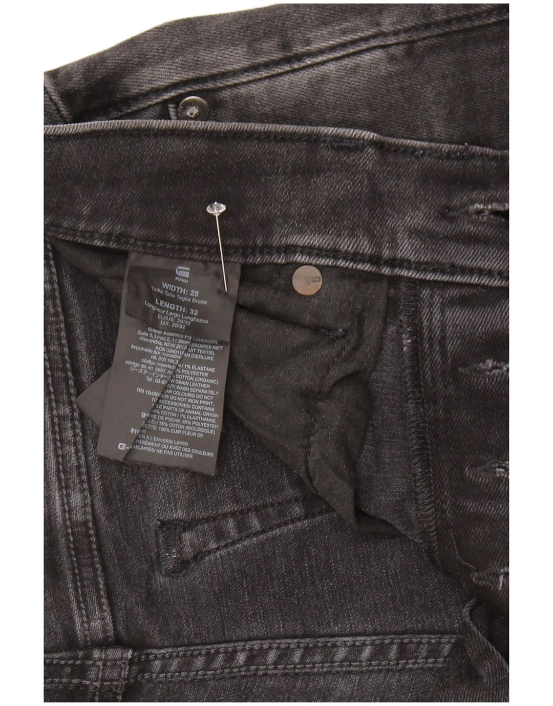 G-Star Womens 3301 Slim Jeans W28 L32 Black Cotton