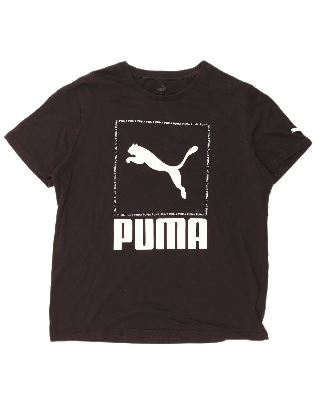 PUMA Mens Graphic T-Shirt Top Large Black Cotton