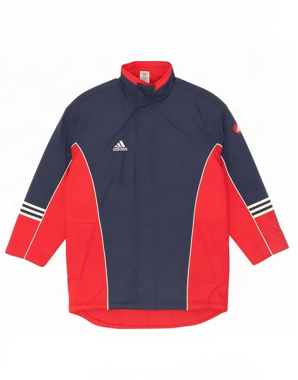 Adidas Mens Hooded Padded Coat UK 38/40 Medium Navy Blue Colourblock