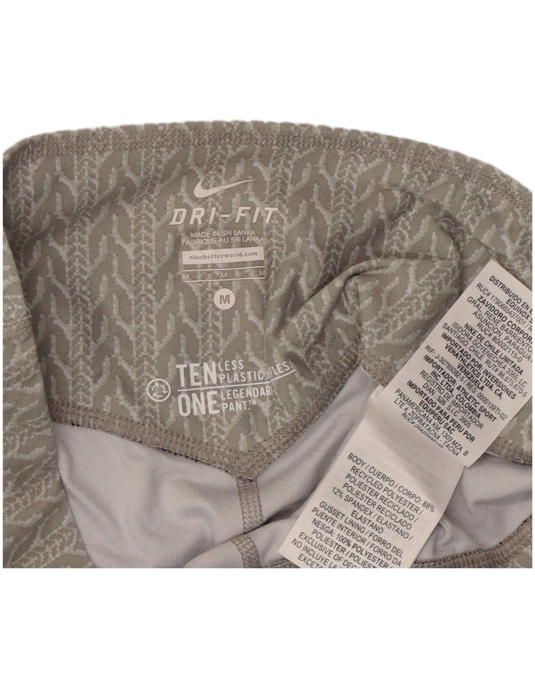 Nike Womens Dri Fit Capri Leggings UK 14 Medium Grey Geometric Polyester