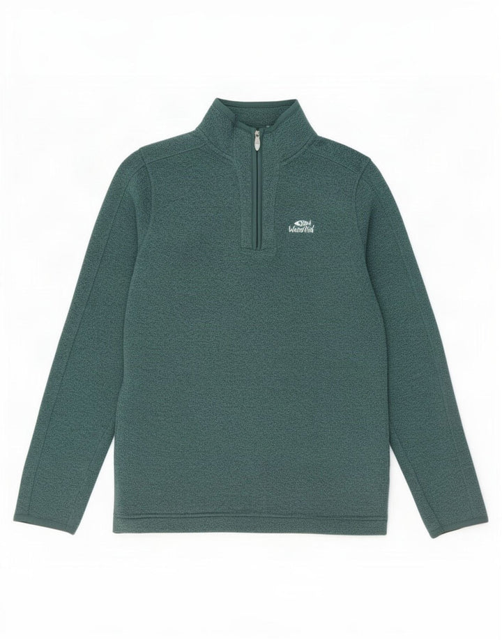 Felpa da uomo con collo con zip Weird Fish, maglione, poliestere verde medio