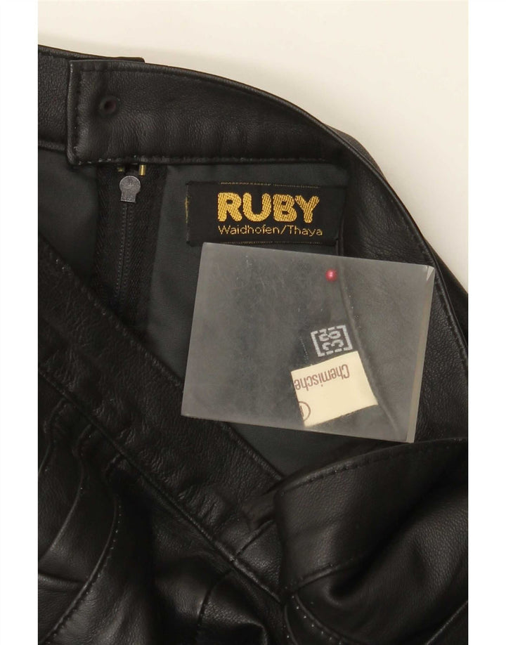Rubinowa damska spódnica skórzana z wysokim stanem EU 38 Medium W28 czarna