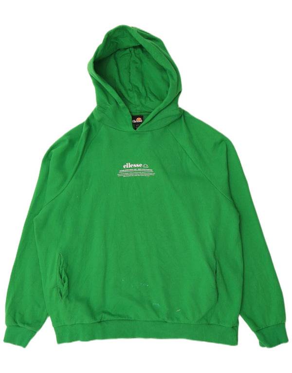 Ellesse Felpa con cappuccio da uomo con grafica ampia e vestibilità ampia, piccola in cotone verde