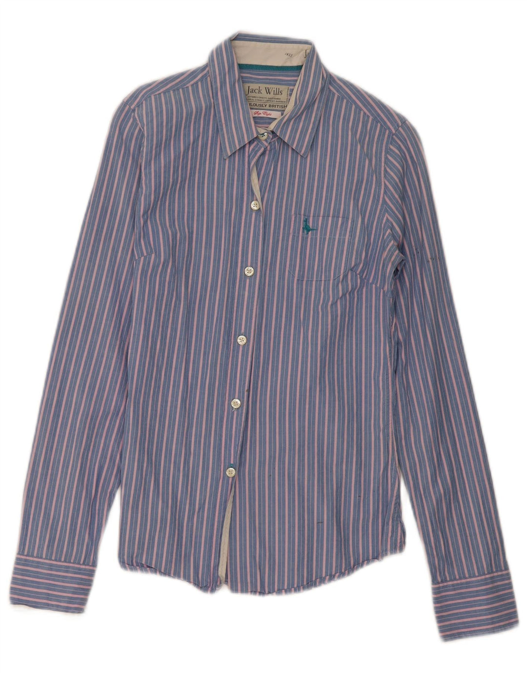Jack Wills Womens Shirt UK 8 Small  Blue Striped Cotton